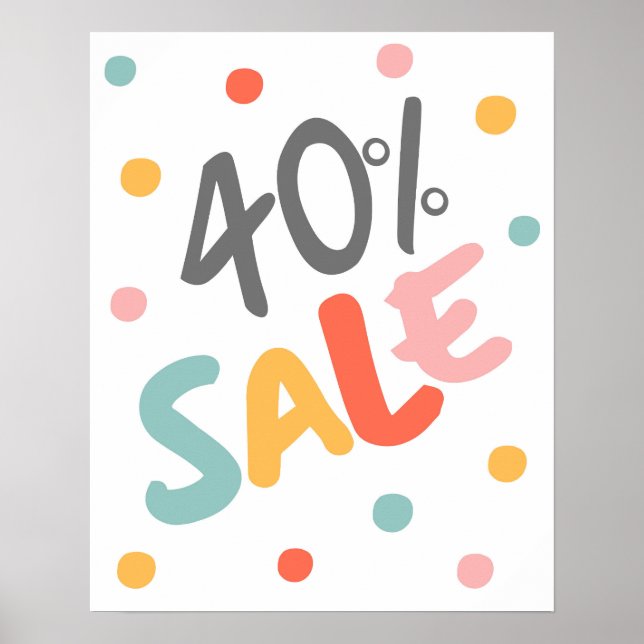 Sale Sign 40% Off, Boutique Sale Sign, Retail Sale (Front)