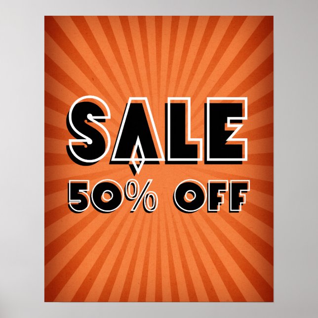 Sale Sign, Retro 50% Off Sale Sign, Boutique Sale Poster (Front)