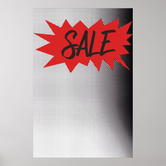 Sale Sign Street Art Burst Halftone Zine Style (Front)
