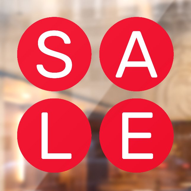 Sale sign white letter on red circle window cling (Sheet 2)