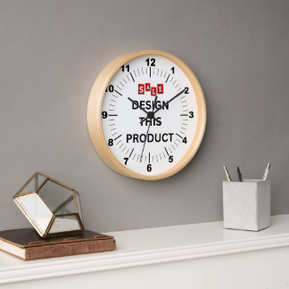 SALE! Wall Clock, 10" Round Natural Wood Frame Clock