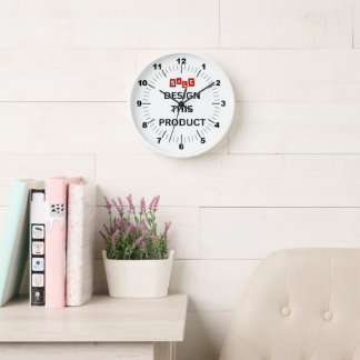 SALE! Wall Clock, 10" Round White Wooden Frame Clock