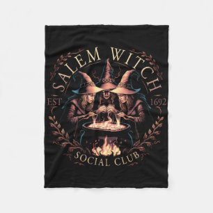 Salem 1692 Social Club Witch Halloween Witchy Wome Fleece Blanket