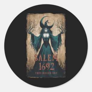 Salem 1692 They Missed One Halloween Feminist Witc Classic Round Sticker