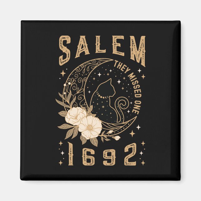 Salem 1692 They Missed One Witch Trial Black Cat M Magnet (Front)