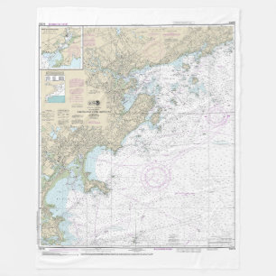 Salem and Lynn Harbours Nautical Chart 13275 Fleece Blanket