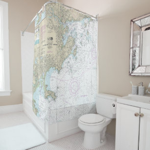 Salem and Lynn Harbours Nautical Chart 13275 Shower Curtain