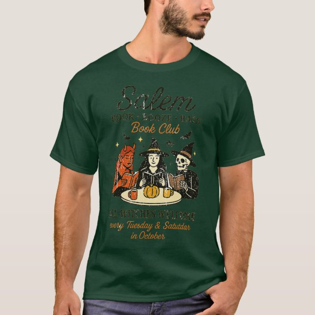 Salem book booze bats book club T-Shirt (Front)