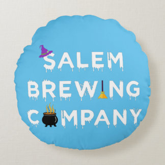Salem Brewing Company White  Round Cushion