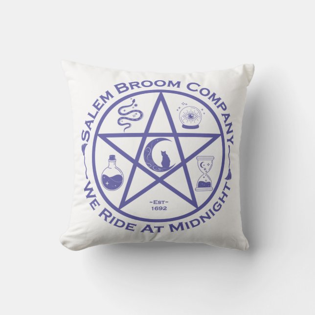 Salem Broom Company We Ride At Midnight Halloween  Cushion (Front)