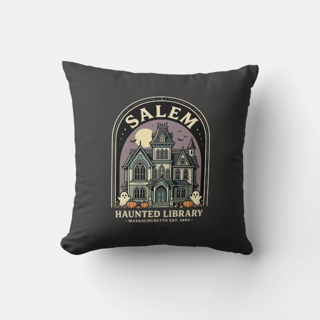 Salem Haunted Library Halloween Design_1 Cushion (Front)