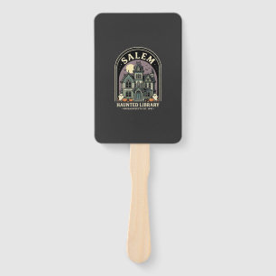 Salem Haunted Library Halloween Design_1 Hand Fan