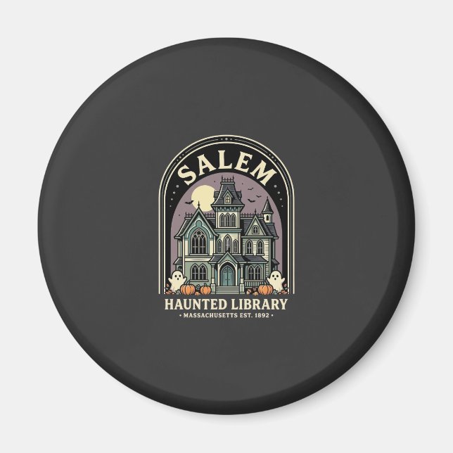 Salem Haunted Library Halloween Design_1 Magnet (Front)