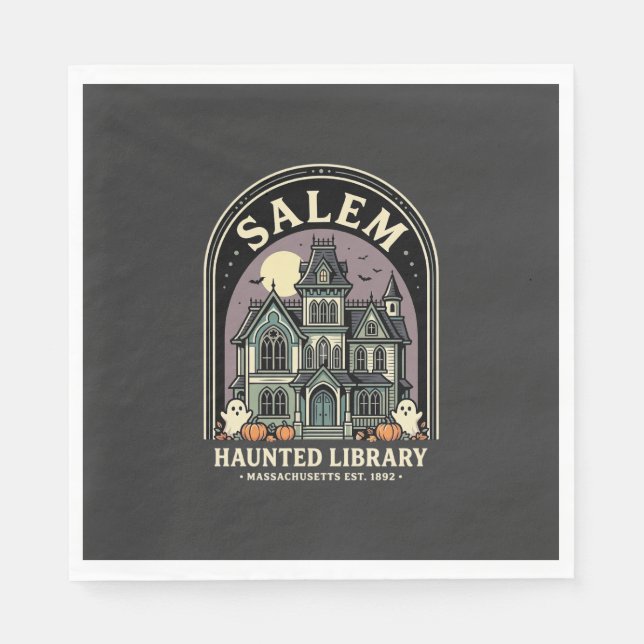 Salem Haunted Library Halloween Design_1 Napkin (Front)