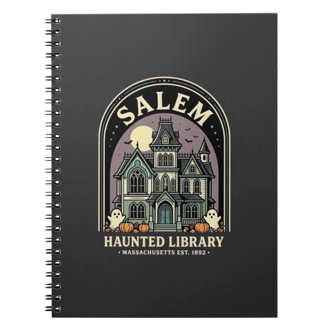 Salem Haunted Library Halloween Design_1 Notebook (Front)