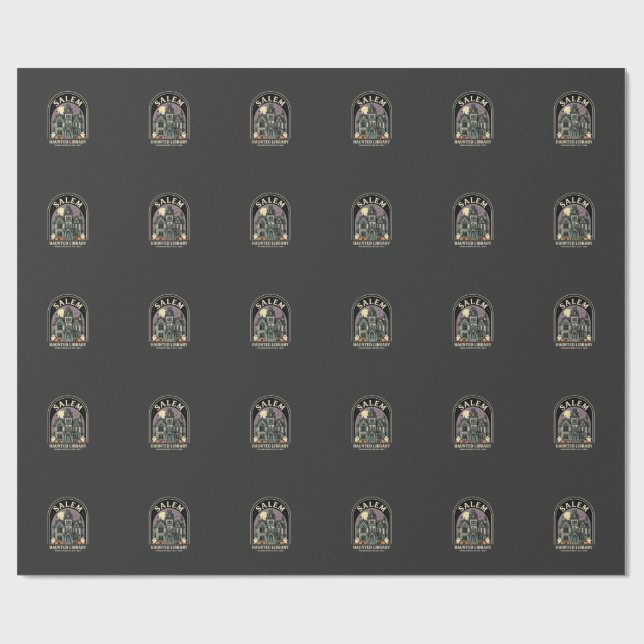 Salem Haunted Library Halloween Design_1 Wrapping Paper (Flat)