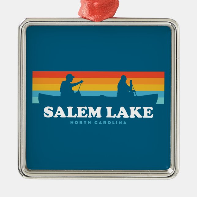 Salem Lake North Carolina Canoe Metal Tree Decoration (Front)