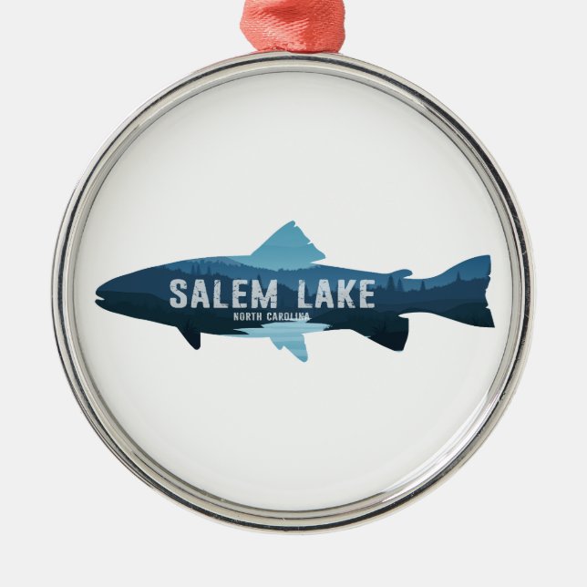 Salem Lake North Carolina Fish Metal Tree Decoration (Front)