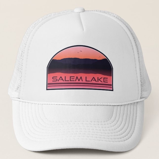 Salem Lake North Carolina Red Sunrise Trucker Hat (Front)
