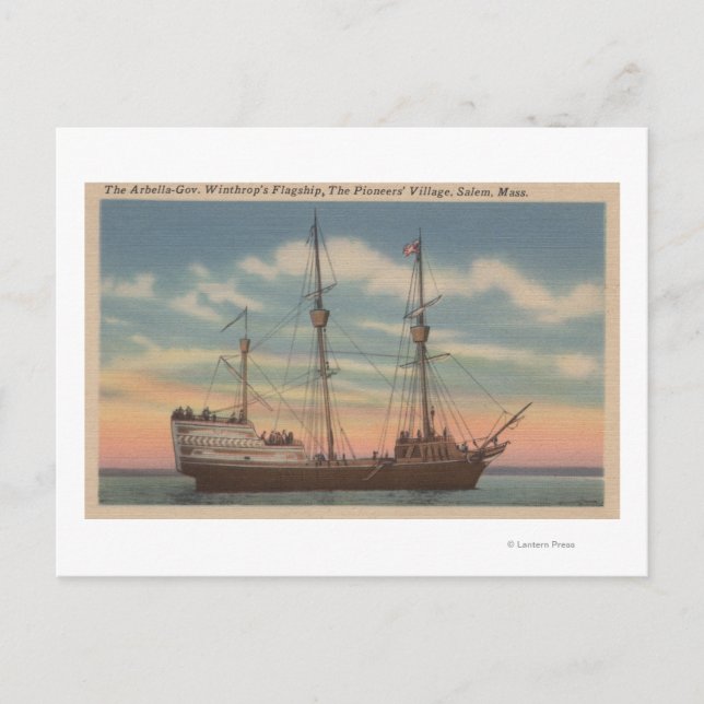Salem, MA - View of Capt. Winthrop's Arbella Postcard (Front)