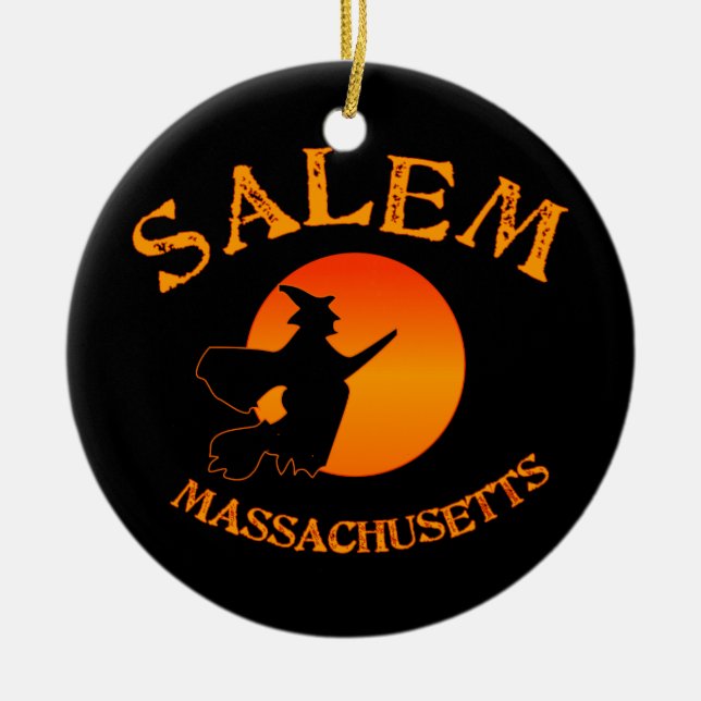 Salem MA Witch Ceramic Tree Decoration (Front)