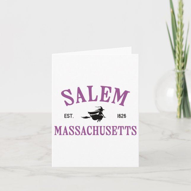 Salem Machusetts Witch Flying Broomstick Halloween Card (Front)