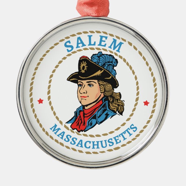 Salem Massachusetts Colonial Metal Tree Decoration (Front)