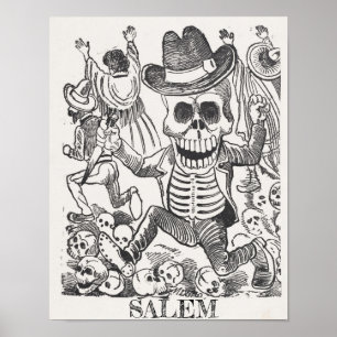 Salem Massachusetts Skull Occult Poster