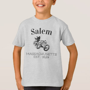 Salem Massachusetts, vintage skull car racer T-Shirt