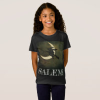Salem Massachusetts Witch flying on broom tee