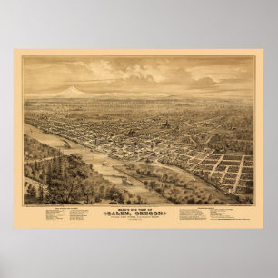 Salem, OR Panoramic Map - 1876 Poster