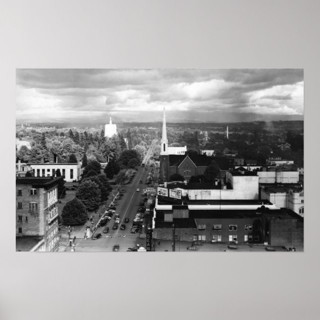Salem, OR Town View from Air Photograph Poster (Front)