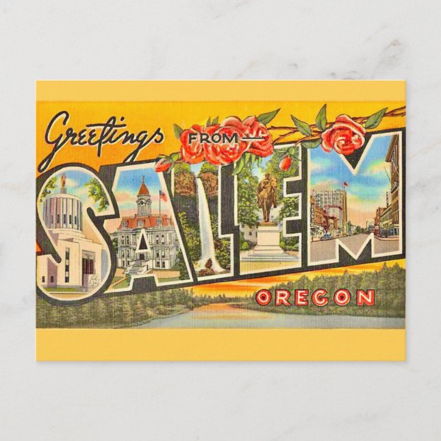 Salem Oregon Vintage Greeting Postcard (Front)