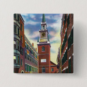 Salem Street View of Old North Church Bldg 15 Cm Square Badge