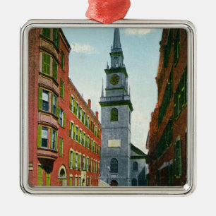 Salem Street View of Old North Church Bldg # 2 Metal Tree Decoration