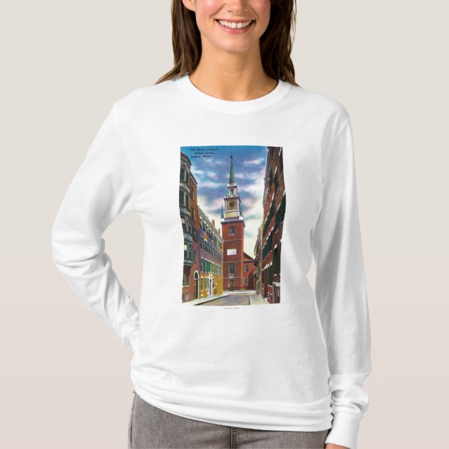 Salem Street View of Old North Church Bldg T-Shirt (Front)