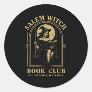 Salem Witch Book Club Bookish Halloween Full Moon  Classic Round Sticker