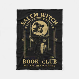 Salem Witch Book Club Bookish Halloween Full Moon Fleece Blanket