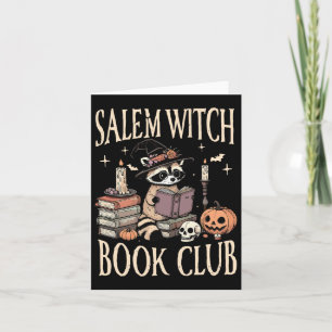 Salem Witch Book Club Halloween Racoon Witch Read Card