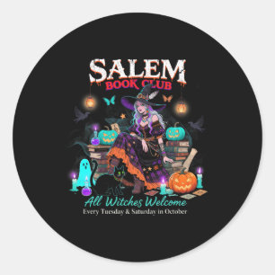 Salem Witch Book Club Halloween Reading Book Lover Classic Round Sticker