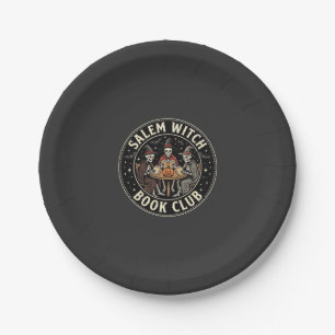 Salem Witch Book Club Halloween Skeleton Design_1 Paper Plate