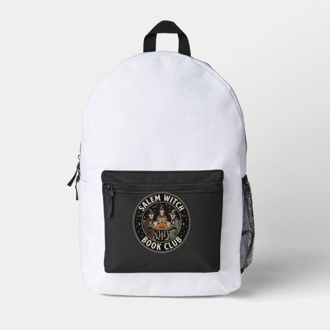 Salem Witch Book Club Halloween Skeleton Design_1 Printed Backpack (Front)