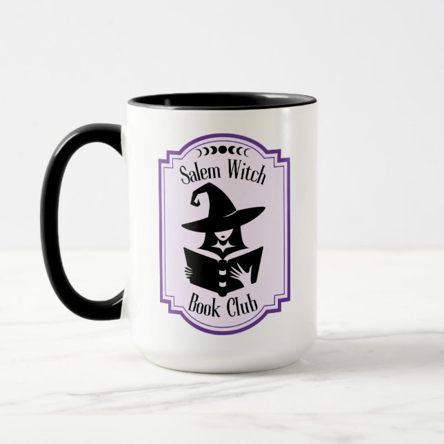 Salem witch book club silhouette book lover purple mug (Left)