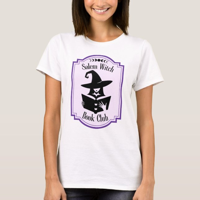 Salem witch book club silhouette book lover purple T-Shirt (Front)
