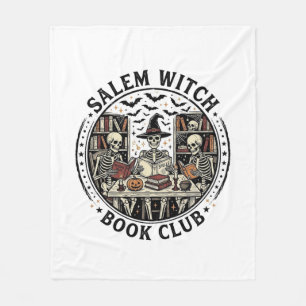 Salem Witch Book Club Vintage Skeleton Halloween S Fleece Blanket