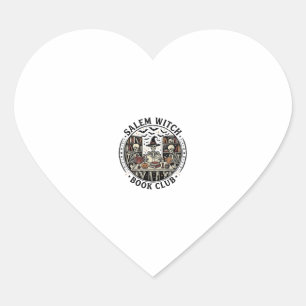 Salem Witch Book Club Vintage Skeleton Halloween S Heart Sticker