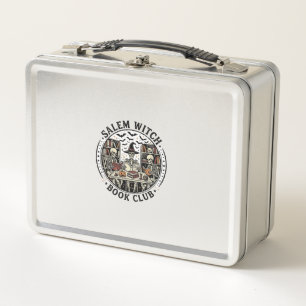 Salem Witch Book Club Vintage Skeleton Halloween S Metal Lunch Box