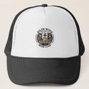 Salem Witch Book Club Vintage Skeleton Halloween S Trucker Hat
