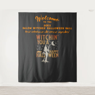 Salem Witches' Halloween Ball Oranj Photo Backdrop Tapestry