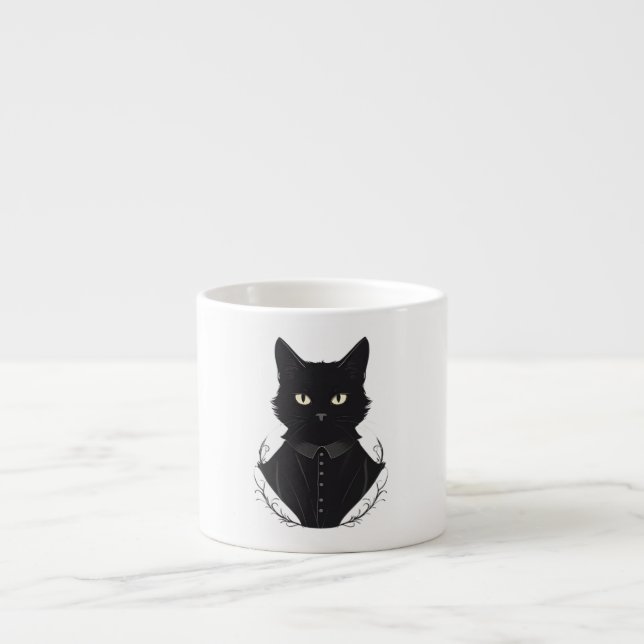 Salem's Enchanted Black Cat Espresso Cup (Front)